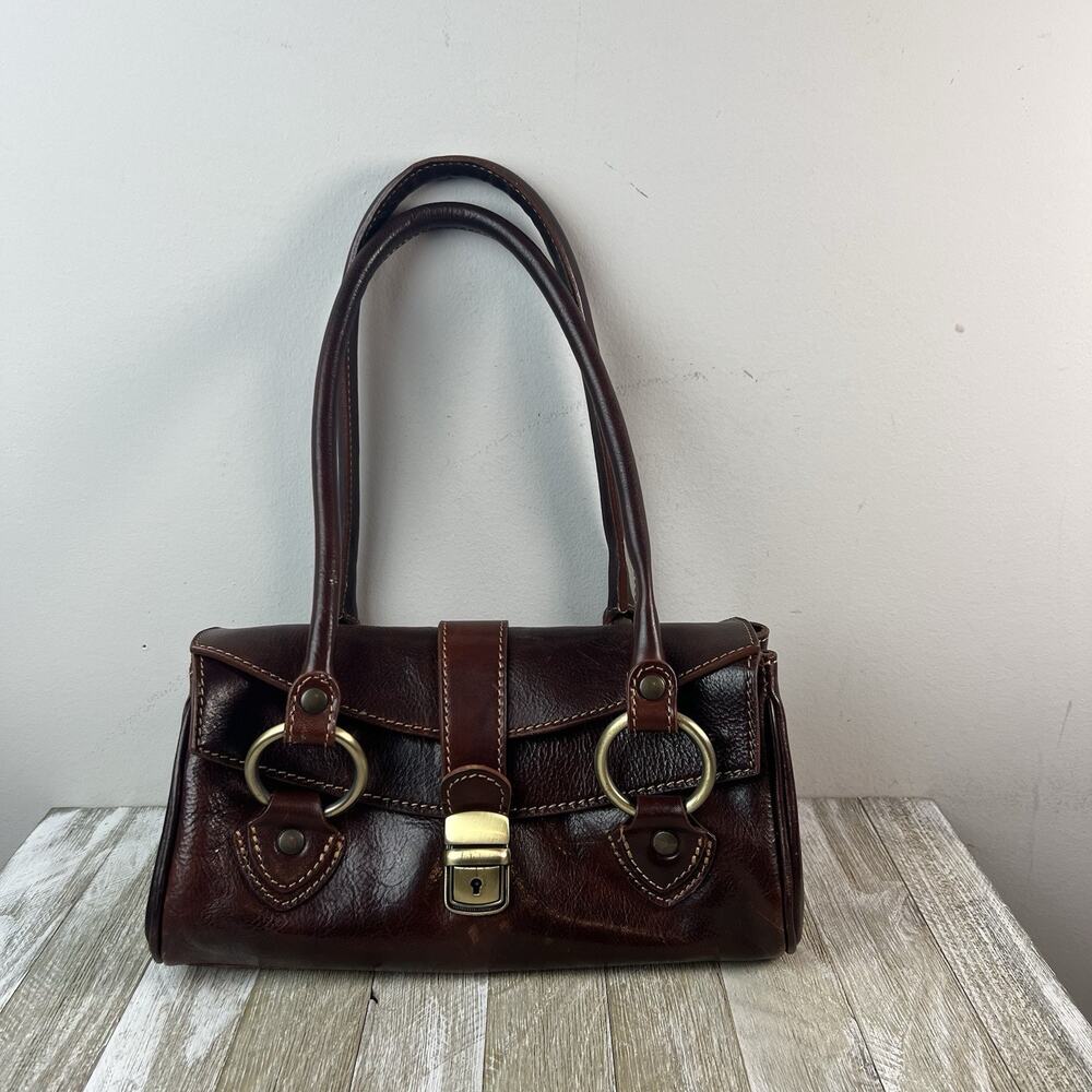 Floto Tuscan Italian Leather Women's Shoulder Bag Reddish Brown Handmade